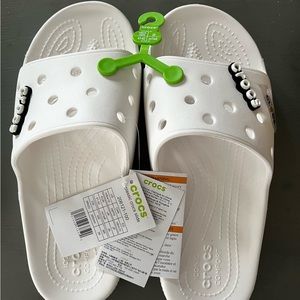 Crocs white slides unisex mules women’s 10 new with tags men’s 8 sandals
